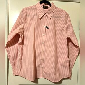 Eddie Bauer Men's Button Down Shirt, XL, Wrinkle Resistant, Pink and White